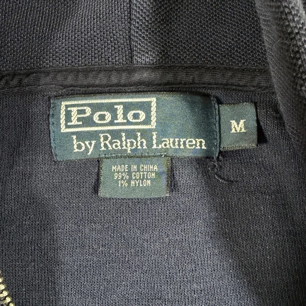 Polo Ralph Lauren Fleece Hoodie Men's Size M Navy Blue Full Zip Pony Thermal